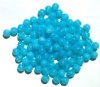 50 6mm Milky Opal Aqua Round Glass Beads